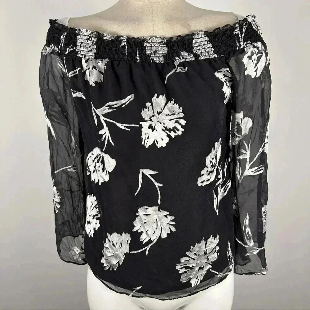 White House black market off shoulder silk blend XXS